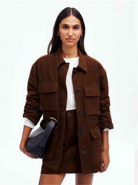 Madewell Chocolate Brown Utility Field Button-Front Jacket with Removable Vest